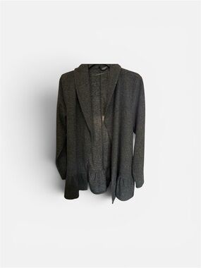 Massini Charcoal Open-Front Shawl Collar Cardigan